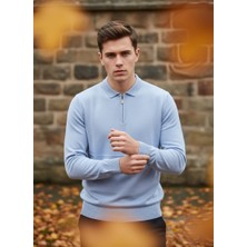 Nakşi Giyim Erkek Yarım Fermuar Polo Yaka Triko Kazak