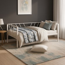 Unimet Alchera Daybed Tek Kişilik Sedir Divan Metal Karyola Beyaz
