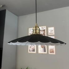 Bamyum Risso Siyah Metal Büyük Avize Sezar Lale Başlık Tekli Rustik Cafe Mutfak Modern Sarkıt Aydınlatma