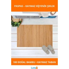 Letsii %100 Doğal Bambu Kaymaz Suya Dayanıklı Ahşap Paspas 45X70 cm
