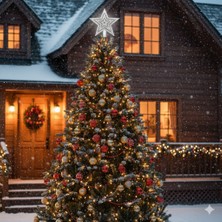 Dodomar Yılbaşı Ağaç Tepeliği (20 Cm) - Gümüş Simli Içiçe Geçmiş Yıldız Lüks Çam Ağacı Dekorasyonu