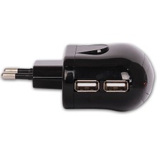 Sylar Retro 5V 2.1A Ipad, Tablet, Telefon USB Şarj Adaptörü - Siyah - Çift USB