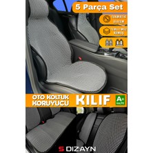 S-Dizayn Oto Koltuk Koruyucu Kılıf Set Çizgili Füme Beyaz Universal 2+3 Parça Ön Arka