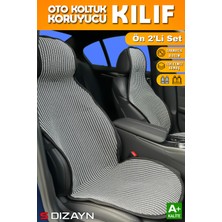 S-Dizayn Oto Koltuk Koruyucu Kılıf Çizgili Füme Beyaz Universal 2 Parça Ön A+ Kalite