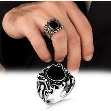 Mem Güney Silver Siyah Oniks Taşlı 925 Ayar Erkek Gümüş Yüzük