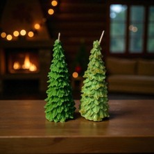 Butik Center Koyu Yeşil Çam Ağacı Mum – Yılbaşı Dekoratif El Yapımı Mum – Yeni Yıl Hediyelik