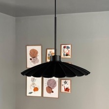 Bamyum Risso Siyah Metal Büyük Avize Ince Siyah Başlık Tekli Rustik Cafe Mutfak Modern Sarkıt Aydınlatma