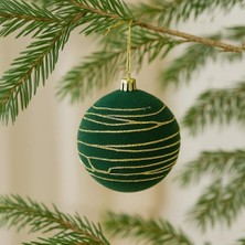 Ritzz Altın Simli Kadife Çam Ağacı Süsü Yeşil 8 cm 1 Adet