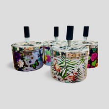 Kosova Baskılı Metal Döner Kapaklı Kül Tablası – Çap 9 cm / Şık Desenli Kokusuz