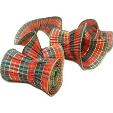 Ritzz Dekoratif Ekose Helezon Kurdele Yılbaşı Ağacı Süsü Kırmızı 12X270 cm