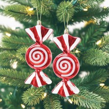 Ritzz Kırmızı-Beyaz Şeker Figürlü Yılbaşı Ağaç Süsü 16 cm (2 Adet)