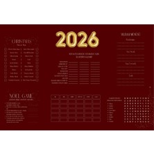 2'li Yılbaşı Temalı Bordo Amerikan Servisi ve Yeniyıl Masa Oyunu Seti