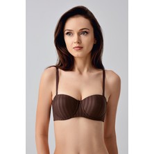 Cotonhause Kadın Straplez Destekli Kahverengi Desenli Sütyen C6T5N0733