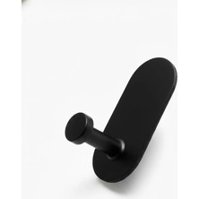 Ardini Askılık Yapışkanlı Mantar Oval Tekli Mat Siyah Pakette 4 Adet