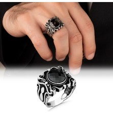 Mem Güney Silver Siyah Zirkon Taşlı Gümüş Yüzük