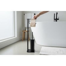 Siyah Ayaklı Banyo Seti Klozet Fırçalık Tuvalet Kağıtlık Modern Set Pirinç Malzeme
