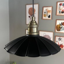 Bamyum Risso Siyah Metal Avize Tekli Lale Başlık Mutfak Modern Dekoratif Sarkıt Aydınlatma