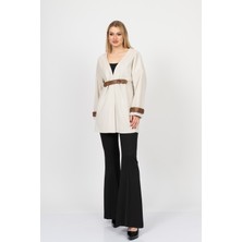 MissVina Elitesoft Deri Detaylı Kaşe Kaban Hırka – 2634