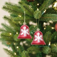 Ritzz Çan Figürlü Kırmızı-Beyaz Kar Tanesi Desenli Yılbaşı Ağaç Süsü 7 cm (2 Adet)