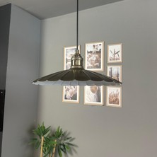 Bamyum Risso Zeytin Yeşili Metal Büyük Avize Lale Başlık Tekli Rustik Cafe Modern Sarkıt Aydınlatma