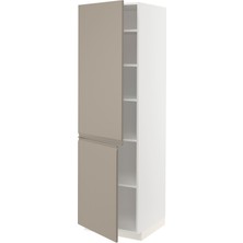 Hobiurun Mutfak boy dolabı, UPPLÖV mat koyu bej, 60x60x200 cm, 2 kapaklı ve 4 raflı