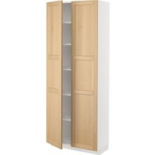 Hobiurun Mutfak boy dolabı, FORSBACKA meşe, 80x37x200 cm, 2 kapaklı ve 4 raflı