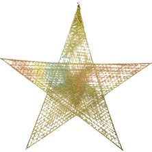Dodomar Yılbaşı Büyük Boy Tel Yıldız Süs (60 cm) - Altın (Gold) Renkli Lüks Duvar, Kapı ve Ağaç Dekorasyonu