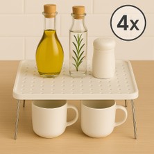 Nesto Home 4'lü Set Büyük Boy Katlanabilir Tezgah Üstü ve Dolap Içi Raf Düzenleyici Organizer