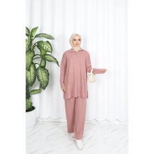 Nisum Yakası Fermuarlı Pantalonlu Triko Takım