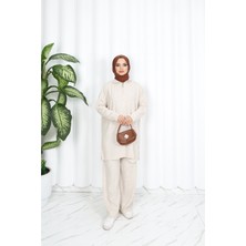 Nisum Yakası Fermuarlı Pantalonlu Triko Takım