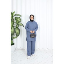 Nisum Yakası Fermuarlı Pantalonlu Triko Takım