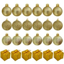 Altın Renkli 4cm Ağaç Süsleme Seti, 24 Adet, Şık ve Parlak Yılbaşı Dekoru