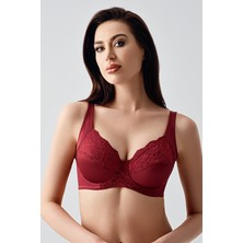 Cotonhause Kadın Toparlayıcı Balenli  Dantel Işlemeli Bordo Sütyen C5T0N3243