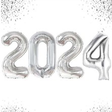 2024 Rakam Folyo Balon Gümüş 35 Cm, Parti ve Kutlamalar Için Ideal Seçenek