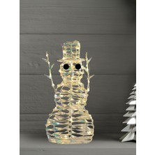 Işıklı Metal Kardan Adam Figürü 40CM Beyaz, Sıcak Atmosfer Yaratır