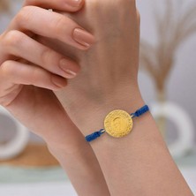 Gekas Kuyumculuk 22 Ayar Yarım Altın Bileklik 3,5 gr Lacivert Renkli İpli Tasarım