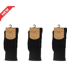 Ozzy Socks 3’lü Kışlık Kadın Yünlü Uyku Çorabı Soft Touch Siyah Renk Isı Tutucu Çorap