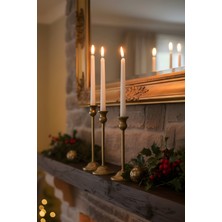 3'lü Üçlü Eskitme Şamdan Mumluk Dekoratif Ev Dekorasyon Paslanmaz