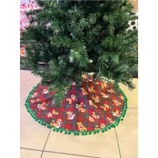 Kırmızı Ekose Ayı Çam Ağacı Ayağı Koruyucu Yılbaşı Dekorasyonu