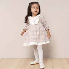 Florije Baby Livia – Bej Ekose Kız Bebek Kışlık Elbise 6–24 Ay