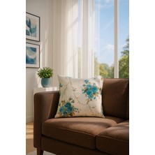 Premier Home Duck Büyük Güllü Kırlent Kılıfı Turkuaz V1 40X40