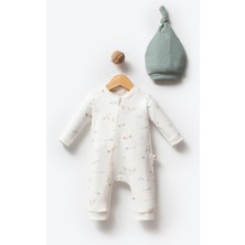 By Bubbles Unisex Jungle Desen %100 Organik Pamuk Bebek Fermuarlı Patikli Tulum 6 - 9 Ay