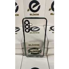 Elixem Samsung A13 Uyumlu Şeffaf Kenarlar Yeşil Omega Kılıf