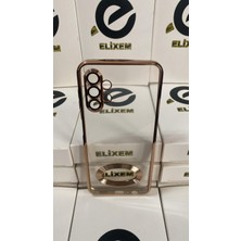 Elixem Samsung A13 Uyumlu Şeffaf Kenarlar Gold Omega Kılıf