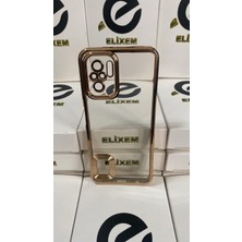 Elixem Xiaomi Note 10S Note 10 Uyumlu Şeffaf Kenarlar Gold Omega Kılıf