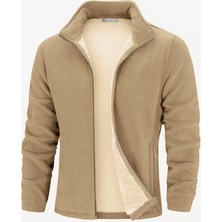 Ghassy Co. Erkek Ultra Isı Peluş Astarlı Cepli Tam Fermuarlı Polar Ceket