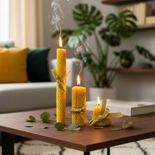 Uretti - Ayşe 7362 4324 El Yapımı 3'lü Set Doğal Balmumu - 20 cm / 9 cm / 5 cm