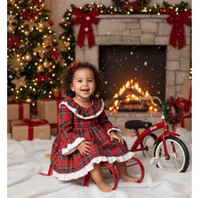 Florije Baby Maria – Kırmızı Ekose Kız Bebek Yılbaşı Elbisesi 6-24 Ay