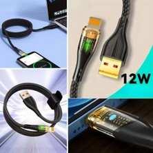 Go İthalat LED Işık Uçlu Sağlam Ip Kablolu USB To Lightning Hızlı Şarj Kablosu (5314)