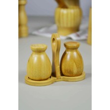 3 Parça Bambu Standlı Tuzluk Biberlik - 46